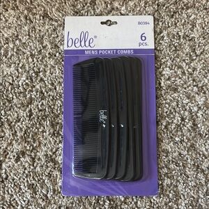 Elle Black Men's Pocket Combs - 6 Pack